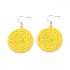 Sisal Ohrring Scheibe Small Yellow