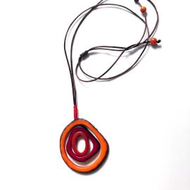 Tagua Kette, Saturn, Orange-Rot