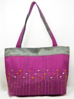 Handtasche Large, Rohseide Fuchsia, 43x29 cm