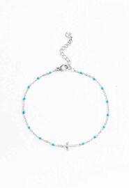 Hannah Blue Cross Silver Bracelet