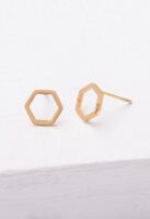Justine Gold Hexagon Earrings