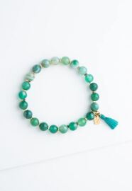 Boheme Sage Beaded Tassel Bracelet