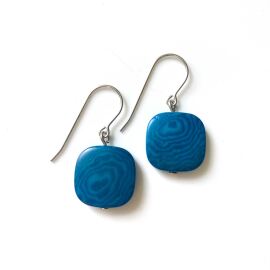 Tagua Ohrring Cuadro Blau