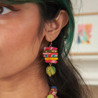 Kantha Stacked Triangle Earrings