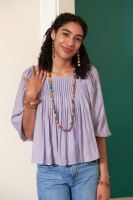 Kantha Dotted Square long Necklace