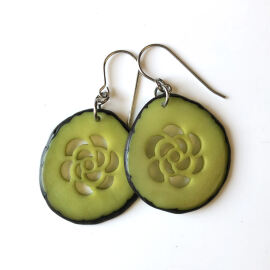 Tagua Earrings Laser Kiwi