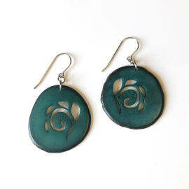 Tagua Earrings Laser Teal