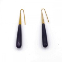 Messingohrring Long Drop Horn schwarz Ohne Geschenkbox