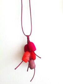 Necklace with 5 silk cocoons