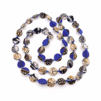 Seidenschmuck "Chip" Blau/Muster