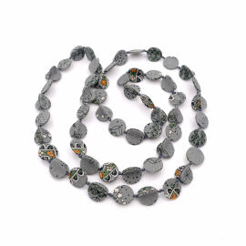 Seidenschmuck "Chip" Grau/Muster